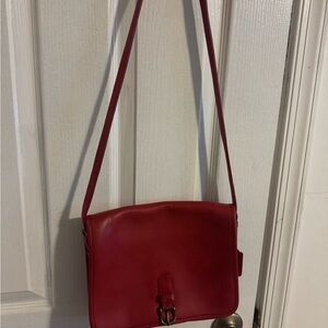 Vintage Coach Red Leather Shoulder Bag
